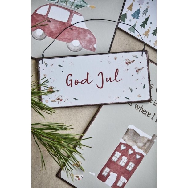 Metalskilt <br><br> God jul <br><br> 