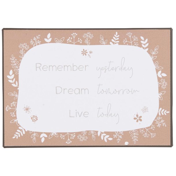 Metalskilt  <br><br> Remember yesterday, dream tomorrow live today <br><br>