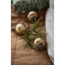 Julekugler mini <br><br> 8 stk. i pose <br><br> fattigmandsslv <br><br> hvid/messinglook<br><br>  