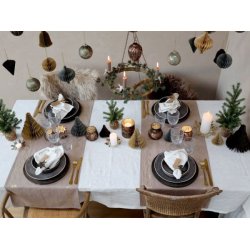 Mundserviet m. guldprint <br><br> st af 4 <br><br> hvid