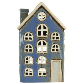 Nyhavn hus t/ fyrfadslys <br><br> Bl�t m. gr� d�r <br><br> 2. sortering <br><br>