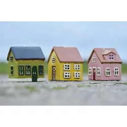 Mini Nyhavnhus <br><br> t/ fyrfadslys <br><br> Gul <br><br>