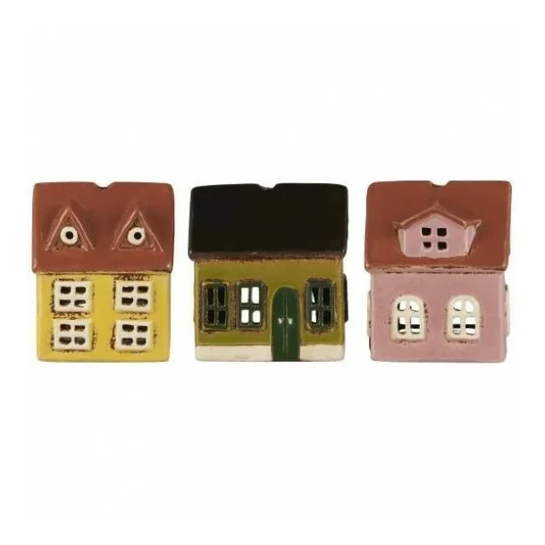 Mini Nyhavnhus <br><br> t/ fyrfadslys <br><br> Gul <br><br>