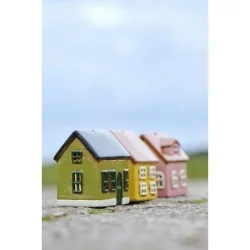 Mini Nyhavnhus <br><br> t/ fyrfadslys <br><br> Gul <br><br>