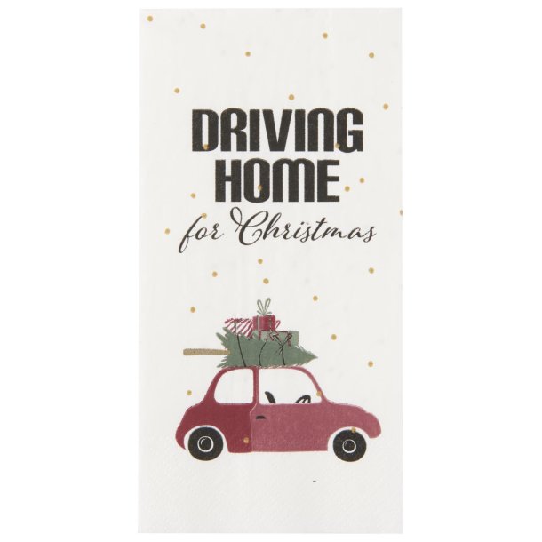 Juleservietter- aflange <br><br> 16 stk./pk <br><br> Driving home for Christmas