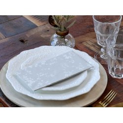 Pskeservietter- aflange <br><br> 16 stk./pk <br><br> fransk gr m. blomster