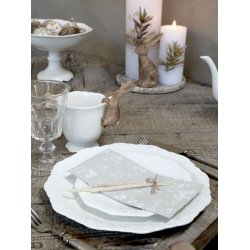 Pskeservietter- aflange <br><br> 16 stk./pk <br><br> fransk gr m. blomster