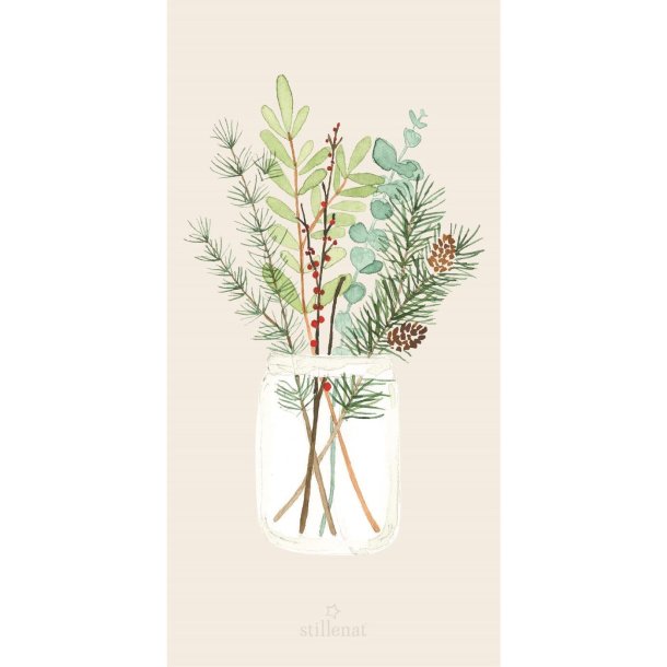Juleservietter - aflange <br><br> 16 stk./pk <br><br> Julebuket i glaskrukke <br><br>