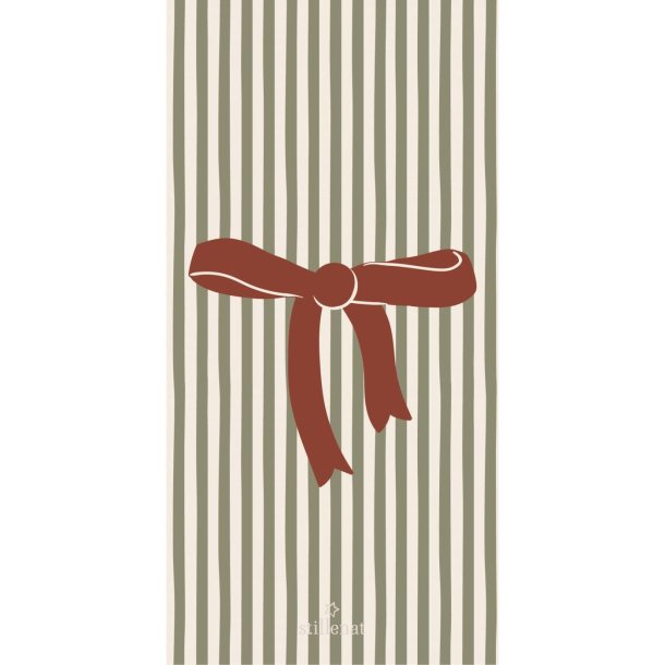 Juleservietter - aflange <br><br> 16 stk./pk <br><br> Gr�nne striber og r�d sl�jfe <br><br>