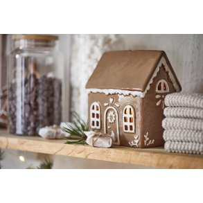 Hus t/ fyrfadslys <br><br> Peberkagehuse <br><br> Vlg mellem 2 slags