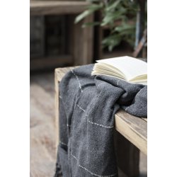 Plaid <br><br> antracit <br><br> m/ creme striber p tvrs <br><br> 