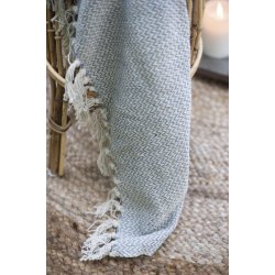 Plaid <br><br> creme/lysebl <br><br> m. zigzag mnster <br><br>