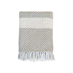 Plaid af overskudsgarn <br><br> latte m. m�nster <br><br> 170 x 130 cm