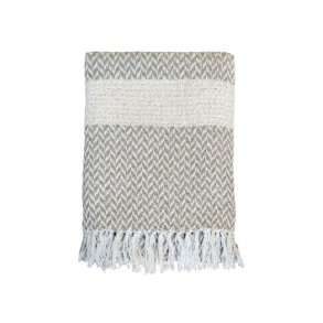 Plaid af overskudsgarn <br><br> latte m. m�nster <br><br> 170 x 130 cm