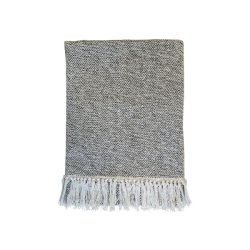 Plaid af overskudsgarn <br><br> sort m. mnster <br><br> 170 x 130 cm