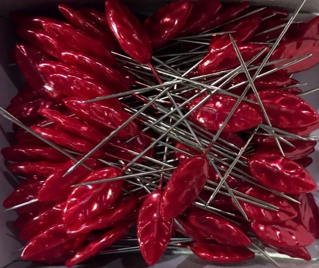 Deko nåle 144 i æske rød blad | Fri fragt fra 599,-