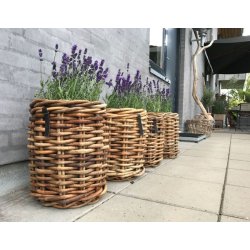 Rattan kurv <br><br> rund - mini