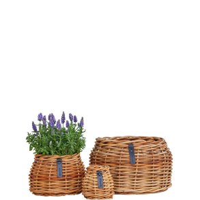 Rattan urtepotter <br><br> konisk <br><br> St af 3 str. <br><br>
