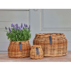 Rattan urtepotter <br><br> konisk <br><br> St af 3 str. <br><br>