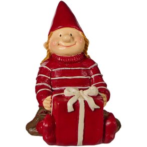 Ribenisse <br><br> Alva m/ julegave <br><br> B: 6,8 H: 8,5 L: 6,4 cm <br><br> 