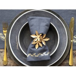 Mundserviet m. guldprint <br><br> st af 4 <br><br> kul