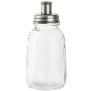 Glas stage med metallg <br><br> til bedelys <br><br> Zink <br><br>