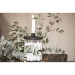 Holder i glas med lg <br><br> til bedelys <br><br> sort <br><br>