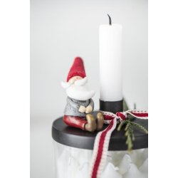 Holder i glas med lg <br><br> til bedelys <br><br> sort <br><br>