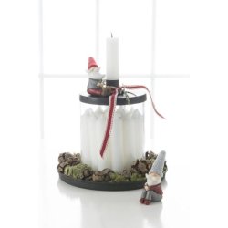 Holder i glas med lg <br><br> til bedelys <br><br> sort <br><br>