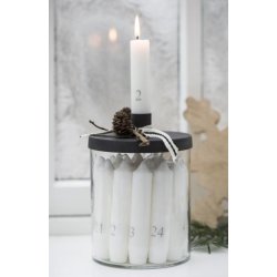 Holder i glas med lg <br><br> til bedelys <br><br> sort <br><br>