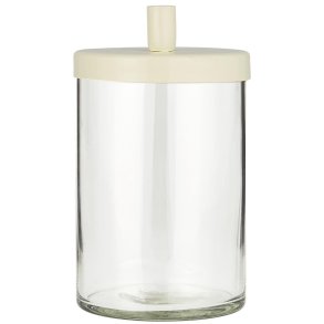 Holder i glas med lg <br><br> til kertelys <br><br> creme <br><br>