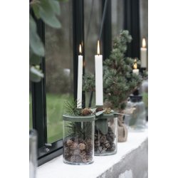 Holder i glas med lg <br><br> til bedelys <br><br> stvgrn <br><br> 