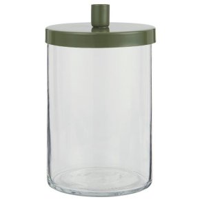 Holder i glas med l�g <br><br> til kertelys <br><br> st�vgr�n <br><br> RESTSALG <br><br>