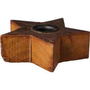 Stjernestage til bedelys <br><br> Unika tr <br><br> m/ metalindsats <br> B: 10,5 H: 3,5 L: 10,5 cm