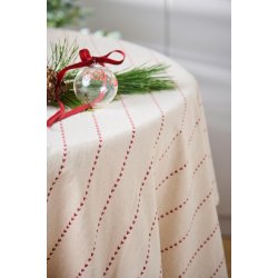 Stofdug Valentina <br><br> 150 x 250 <br><br> Natur med r�de hjerter <br><br> 