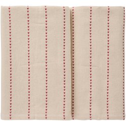 Stofdug Valentina <br><br> 150 x 250 <br><br> Natur med r�de hjerter <br><br> 
