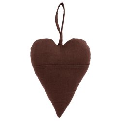 Stofhjerte med lomme <br><br> Brun <br><br> H23 cm <br><br>