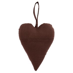 Stofhjerte med lomme <br><br> Brun <br><br> H23 cm <br><br>