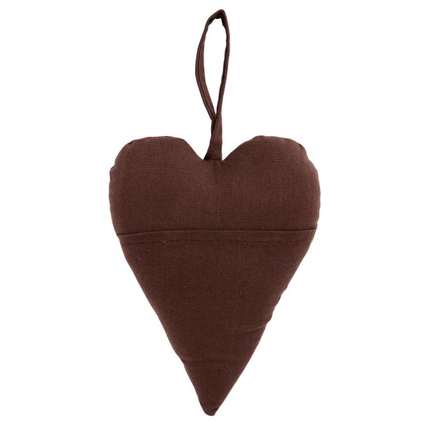 Stofhjerte med lomme <br><br> Brun <br><br> H23 cm <br><br>