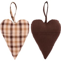 Stofhjerte med lomme <br><br> Brun <br><br> H23 cm <br><br>