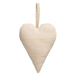 Stofhjerte med lomme <br><br> Creme <br><br> H23 cm <br><br>