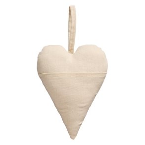 Stofhjerte med lomme <br><br> Creme <br><br> H23 cm <br><br>