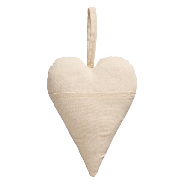 Stofhjerte med lomme <br><br> Creme <br><br> H23 cm <br><br>