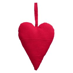 Stofhjerte med lomme <br><br> Rd <br><br> H23 cm <br><br>