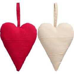 Stofhjerte med lomme <br><br> Creme <br><br> H23 cm <br><br>