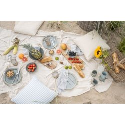 Stofserviet dobbeltvvet <br><br> 40 x 40 cm <br><br> Lysebl /hvidstribet <br><br>