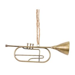 Trompet <br><br> antique messing <br><br> H6 / L19,5 / B4 cm