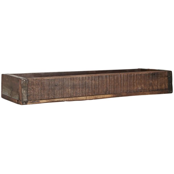 Tr�kasse m. metalbeslag <br><br> Unika <br><br> B: 14 H: 7 L: 43 cm <br><br> 
