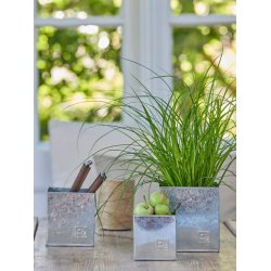 Firkantet urtepotte <br><br> galvaniseret <br><br> St af 3 str. <br><br>