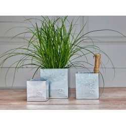 Firkantet urtepotte <br><br> galvaniseret <br><br> St af 3 str. <br><br>